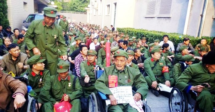 Các cựu binh biểu tình tại tỉnh Tây An năm 2014