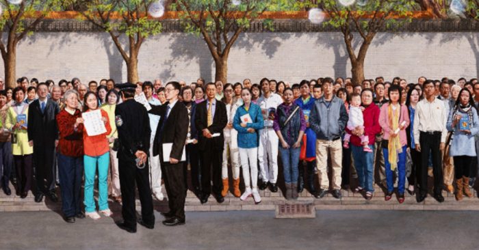 Tác phẩm "Ngày 25 tháng 4 năm 1999" của họa sĩ Khổng Hải Yến. 