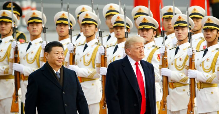Chủ tịch Trung Quốc Tập Cận Bình đón tiếp Tổng thống Trump tại Bắc Kinh, Trung Quốc ngày 9/11/2017.